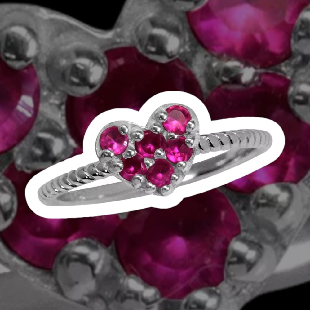 New ring pink sapphire .925 SS Ring sz 7 Stackable